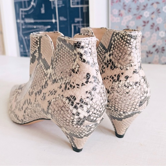 [kate spade] Raelyn Pale Vellum Snake Print Leather Kitten Heel Ankle Boot - Picture 3 of 12